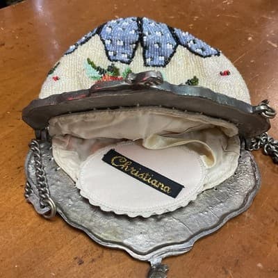 1920’s Antique Art Deco Christiana Floral Beaded Bag - Thumbnail 8
