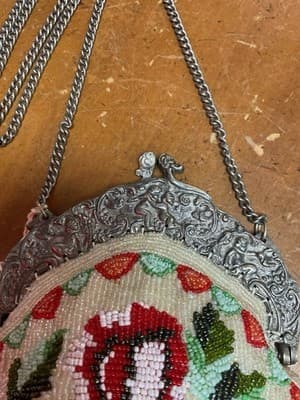 1920’s Antique Art Deco Christiana Floral Beaded Bag - Thumbnail 3