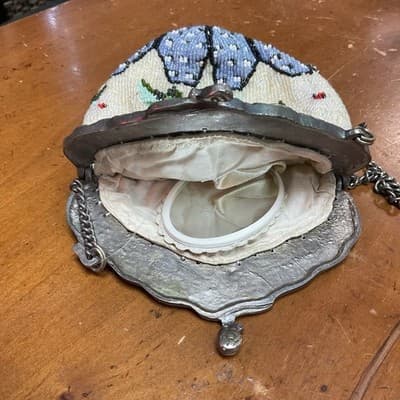 1920’s Antique Art Deco Christiana Floral Beaded Bag - Thumbnail 9