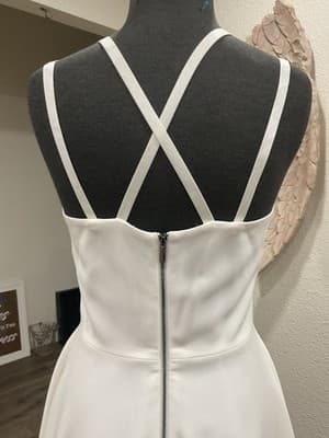$148 French Connection Women's White Sleeveless Halter Whisper Mini Dress US 8 - Thumbnail 5