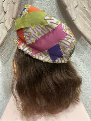 CHRISTIAN DIOR Authentic 1960’s Mod/Go-Go Ribbon, Velvet, Yarn, Bead Hat - Thumbnail 6