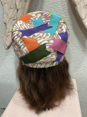 CHRISTIAN DIOR Authentic 1960’s Mod/Go-Go Ribbon, Velvet, Yarn, Bead Hat - Thumbnail 7