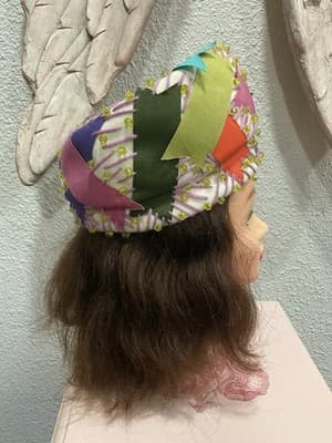 CHRISTIAN DIOR Authentic 1960’s Mod/Go-Go Ribbon, Velvet, Yarn, Bead Hat - Thumbnail 5