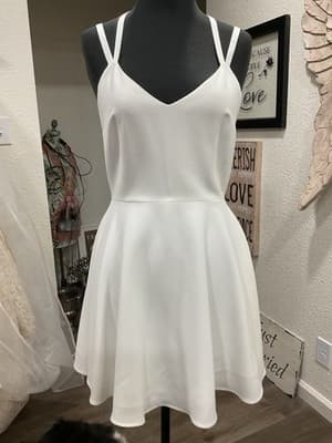 $148 French Connection Women's White Sleeveless Halter Whisper Mini Dress US 8 - Thumbnail 4