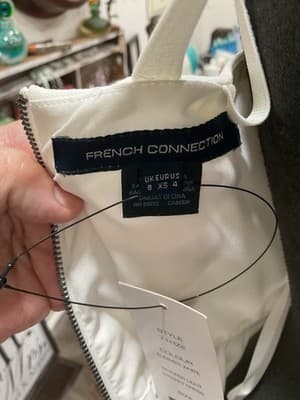 $148 French Connection Women's White Sleeveless Halter Whisper Mini Dress US 4 - Thumbnail 5