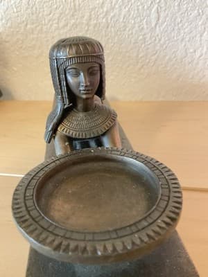 Vintage Antique Brass Cleopatra Queen of the Egypt Art Deco Incense Burner - Thumbnail 4