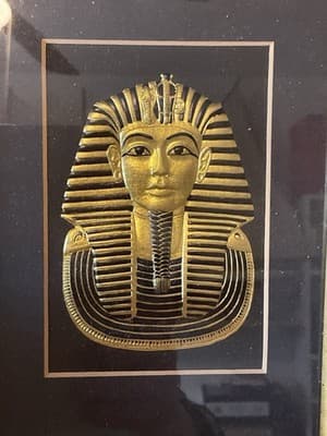 Ancient Egyptian Gold Embossed Mask Of King Tut In Gold Frame - Thumbnail 2