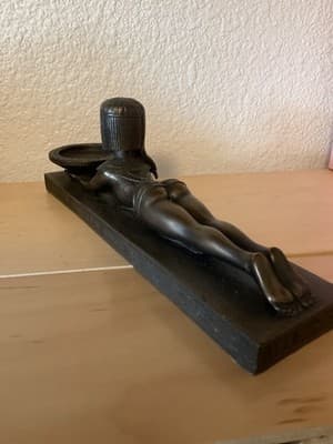 Vintage Antique Brass Cleopatra Queen of the Egypt Art Deco Incense Burner - Thumbnail 6