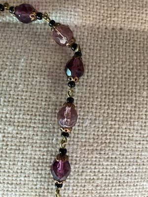 RARE 1800’s Purple Egyptian Revival Czech Glass & Rhinestone Jubilee Necklace - Thumbnail 6