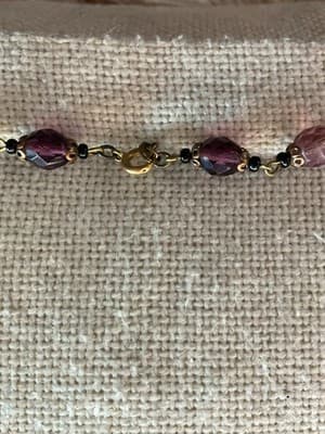 RARE 1800’s Purple Egyptian Revival Czech Glass & Rhinestone Jubilee Necklace - Thumbnail 5