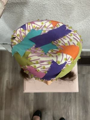 CHRISTIAN DIOR Authentic 1960’s Mod/Go-Go Ribbon, Velvet, Yarn, Bead Hat - Thumbnail 4