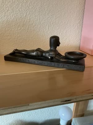 Vintage Antique Brass Cleopatra Queen of the Egypt Art Deco Incense Burner - Thumbnail 5