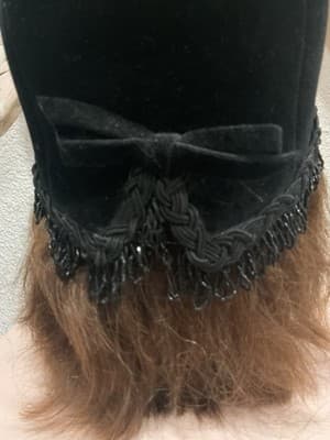 Authentic 1960’s CHRISTIAN DIOR Designer Black Velvet Beaded Hat RARE - Thumbnail 3