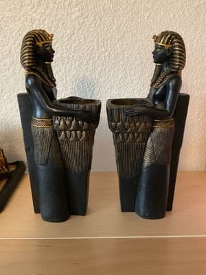 Vintage Pair Of Votive Candle Holders That Resemble Egypt’s King Tut - Thumbnail 5