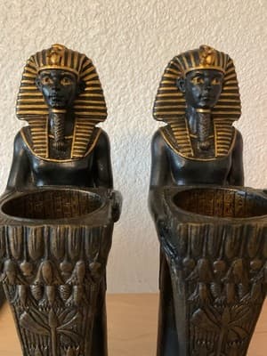 Vintage Pair Of Votive Candle Holders That Resemble Egypt’s King Tut - Thumbnail 2