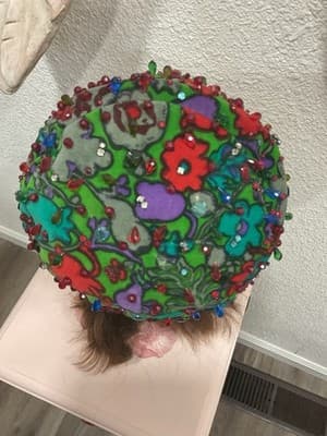 1960’s Women’s AUTHENTIC CHRISTIAN DIOR Velvet Colored Beaded Pillbox Hat - Thumbnail 6