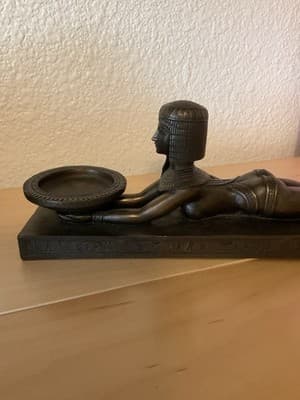 Vintage Antique Brass Cleopatra Queen of the Egypt Art Deco Incense Burner - Thumbnail 3