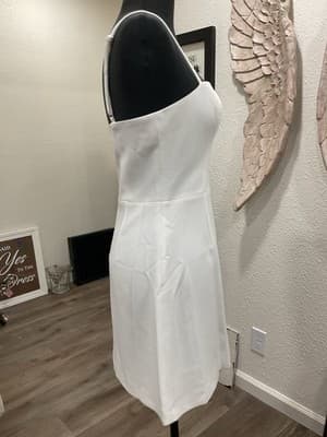 $148 French Connection Women's White Spaghetti Strap Whisper Mini Dress US 6 - Thumbnail 6