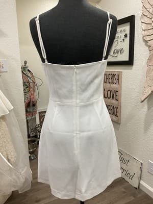 $148 French Connection Women's White Spaghetti Strap Whisper Mini Dress US 6 - Thumbnail 5