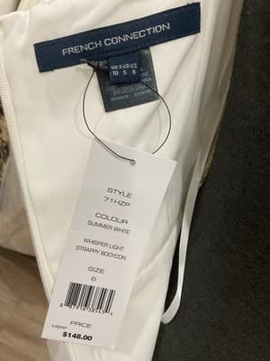 $148 French Connection Women's White Spaghetti Strap Whisper Mini Dress US 6 - Thumbnail 7