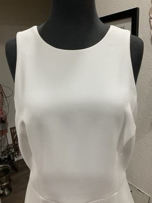 $148 French Connection Women's White Sleeveless Halter Whisper Mini Dress US 10 - Thumbnail 6