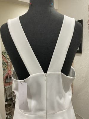 $148 French Connection Women's White Sleeveless Halter Whisper Mini Dress US 10 - Thumbnail 5
