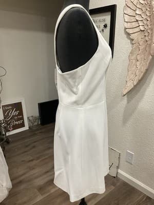 $148 French Connection Women's White Sleeveless Halter Whisper Mini Dress US 10 - Thumbnail 4