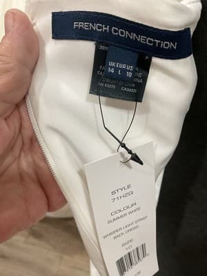 $148 French Connection Women's White Sleeveless Halter Whisper Mini Dress US 10 - Thumbnail 3