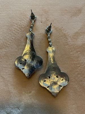 Art Deco Style Lab-Created Diamond Emerald Dangle/Drop 14K Gold Filled Earrings - Thumbnail 4