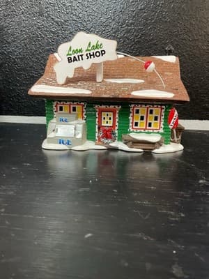 Dept 56 SV Loon Lake Bait Shop Original Snow Village #4030739 Lighted READ - Thumbnail 2