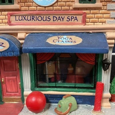 Retired Lemax 2015 Lotus Rain Yoga Pilates Studio Christmas Village House READ - Thumbnail 2