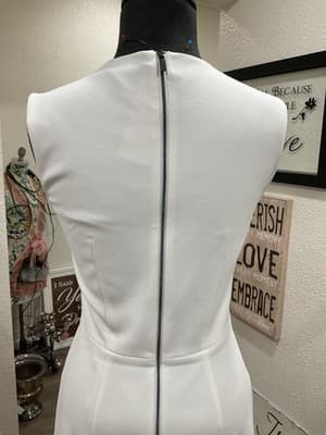 $148 French Connection Women's White Boatneck Neckline Whisper Mini Dress US 4 - Thumbnail 5