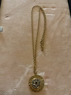 Vintage Gold & Silver Jewish Star Of David And Life Rotation Necklace - Thumbnail 4
