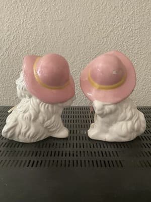 Adorable Porcelain White Dogs With Pink Hats! Very Easter! - Thumbnail 4