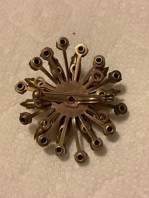 Vintage 1930’s Brilliant Amber Rhinestones & Aurora Borealis Rhinestones Brooch - Thumbnail 4