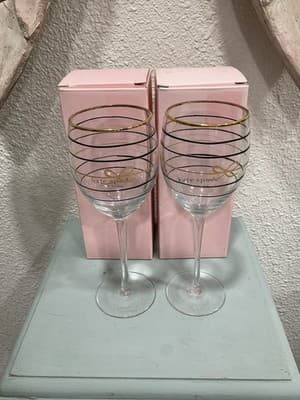 NEW (A Pair) Kate Spade Doodle Away Wine Glasses (2) - Thumbnail 2