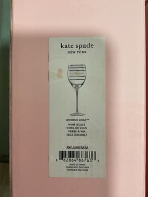 NEW (A Pair) Kate Spade Doodle Away Wine Glasses (2) - Thumbnail 5