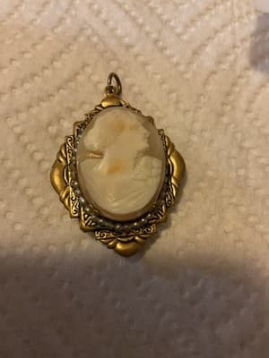 RARE Antique Gold Filled & Silver Beautiful Cameo Pendant - Thumbnail 4