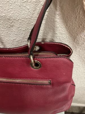 GUESS Logo Red Shoulder Bag Zip Closure Detachable Designer - Thumbnail 5