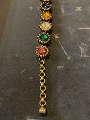 2001 Vintage Semi-precious Like Glass In steel Dipped In Gold Bracelet - Thumbnail 3