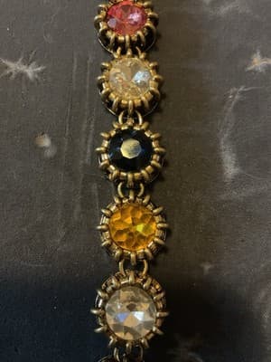 2001 Vintage Semi-precious Like Glass In steel Dipped In Gold Bracelet - Thumbnail 5
