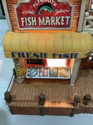 Lemax Christmas Signature Collection Plymouth Fish Market Retired Lighted 2007 - Thumbnail 5