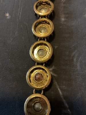 2001 Vintage Semi-precious Like Glass In steel Dipped In Gold Bracelet - Thumbnail 7
