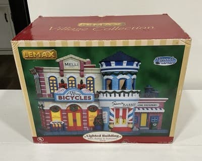 Lemax Bike Barber & Stationery Shop 2008 Retired (READ Description) - Thumbnail 3