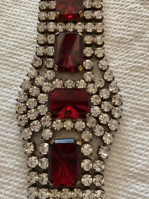 Husar D. Czech Garnets And White Rhinestones Vintage Bracelet 1920’s - Thumbnail 4
