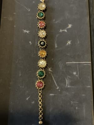 2001 Vintage Semi-precious Like Glass In steel Dipped In Gold Bracelet - Thumbnail 2