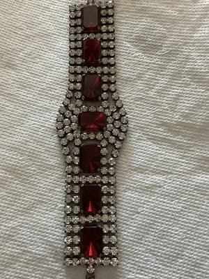 Husar D. Czech Garnets And White Rhinestones Vintage Bracelet 1920’s - Thumbnail 2