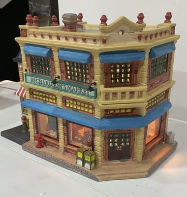 RICHARDSON'S MARKET Lemax Christmas Village Town Shop Store Lighted Building - Thumbnail 12