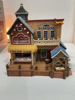 Lemax Christmas Signature Collection Plymouth Fish Market Retired Lighted 2007 - Thumbnail 7