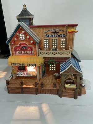 Lemax Christmas Signature Collection Plymouth Fish Market Retired Lighted 2007 - Thumbnail 2